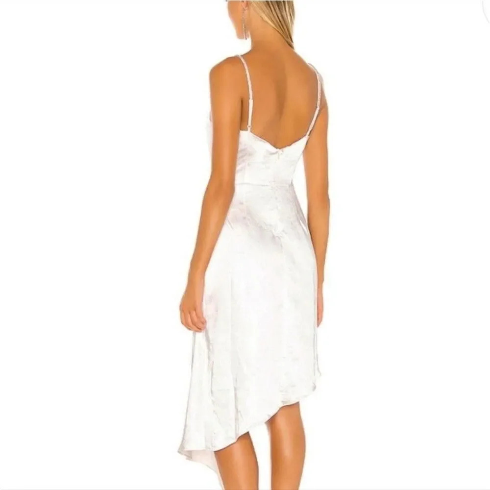 Elliatt White Jacinda Asymmetrical Satin Crystal Strap Dress Size Small - Picture 3 of 15